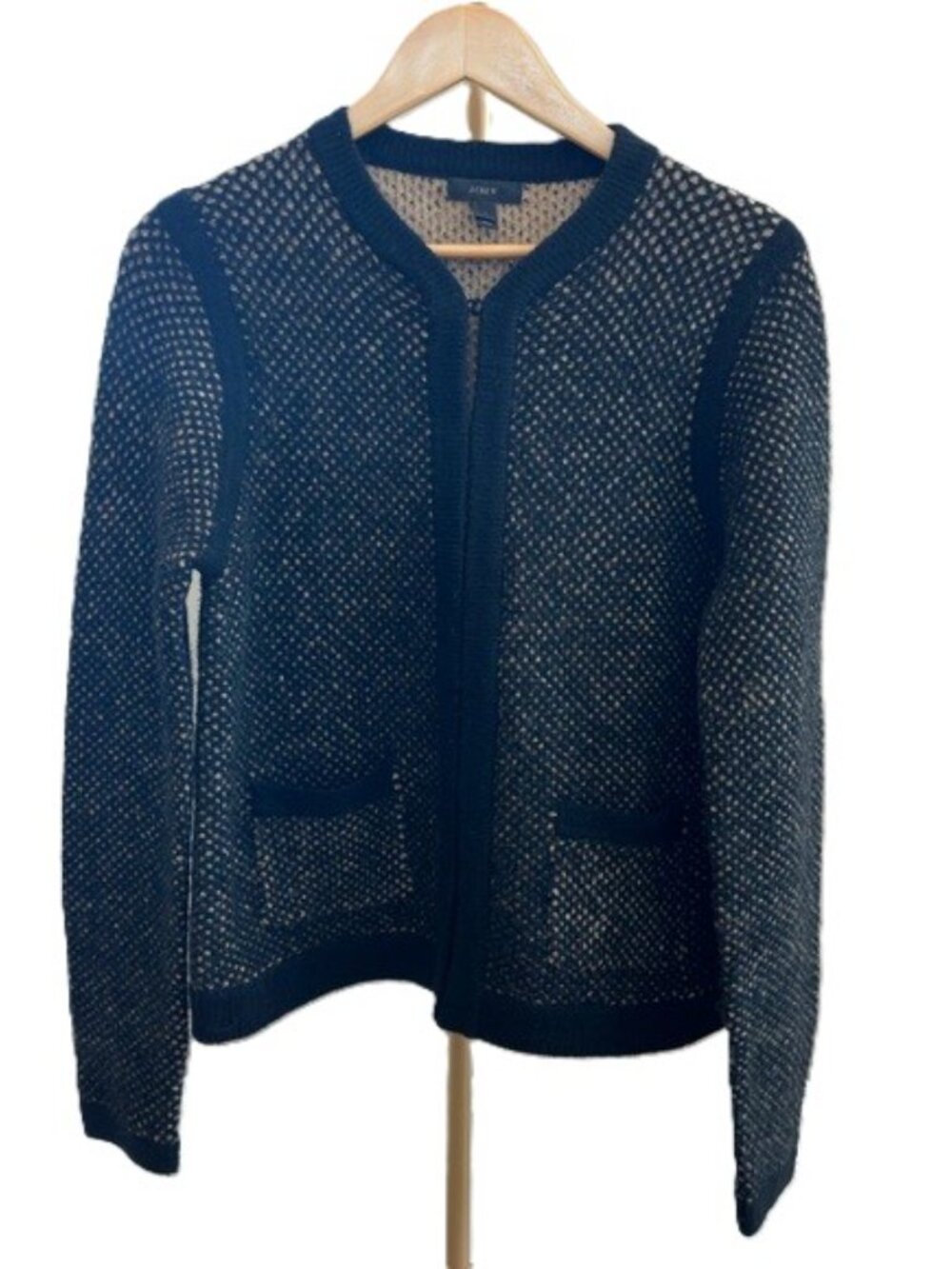 J.Crew Wool Blend Crew Neck Cardigan Sweater Classic Workwear Layer